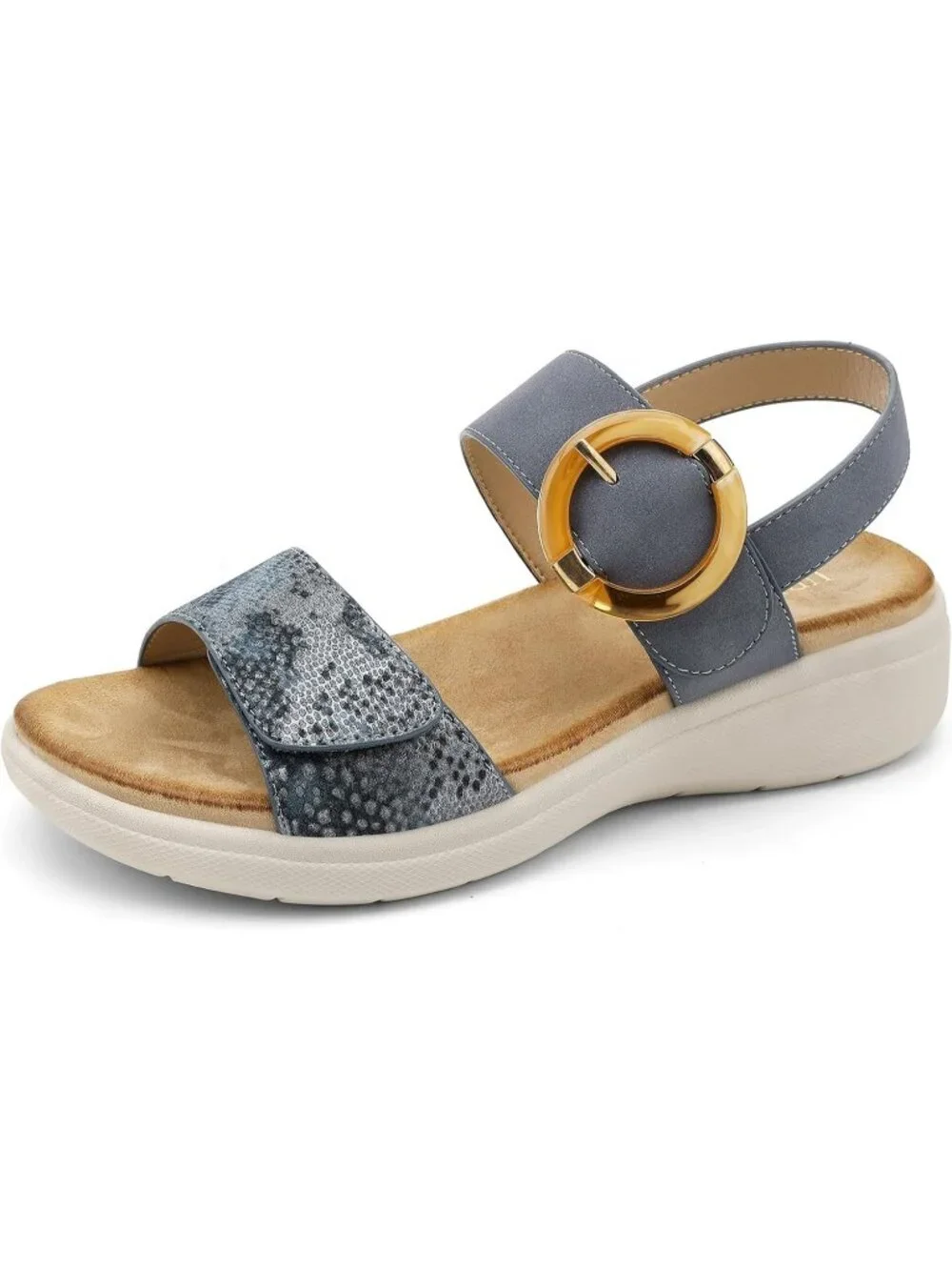 Women's Blue Summer Comfortable Open Toe Comfy Casual Wedge Walking Sandals
